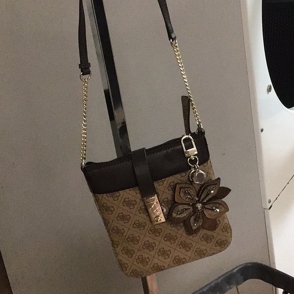 Guess Handbags - Guess Brown Crossbody Bag with Chain Strap